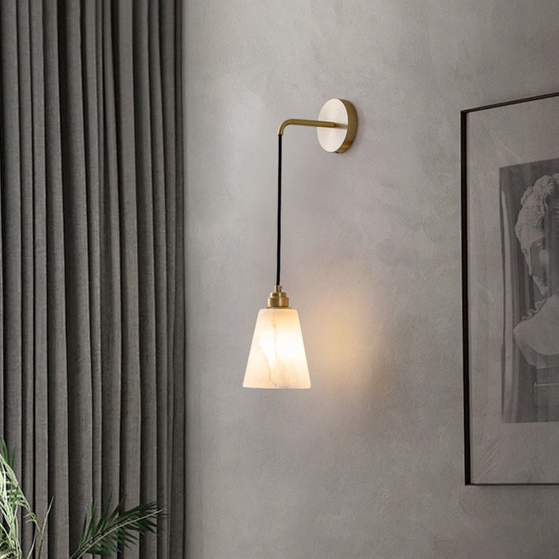 Drum Copper Stone Living Wall Lamp