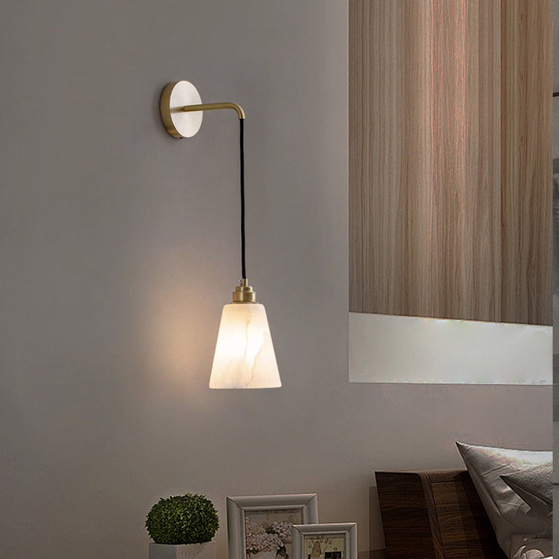 Drum Copper Stone Living Wall Lamp