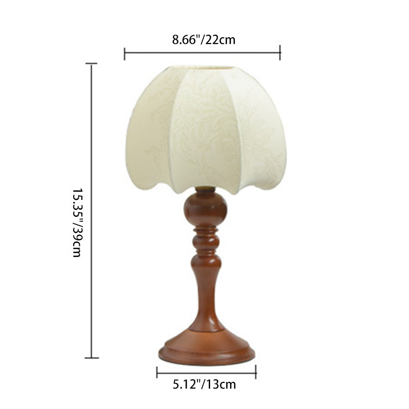 Dome Wood Fabric Living Table Lamp