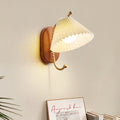 Cone Iron Wood Fabric Wall Lamp