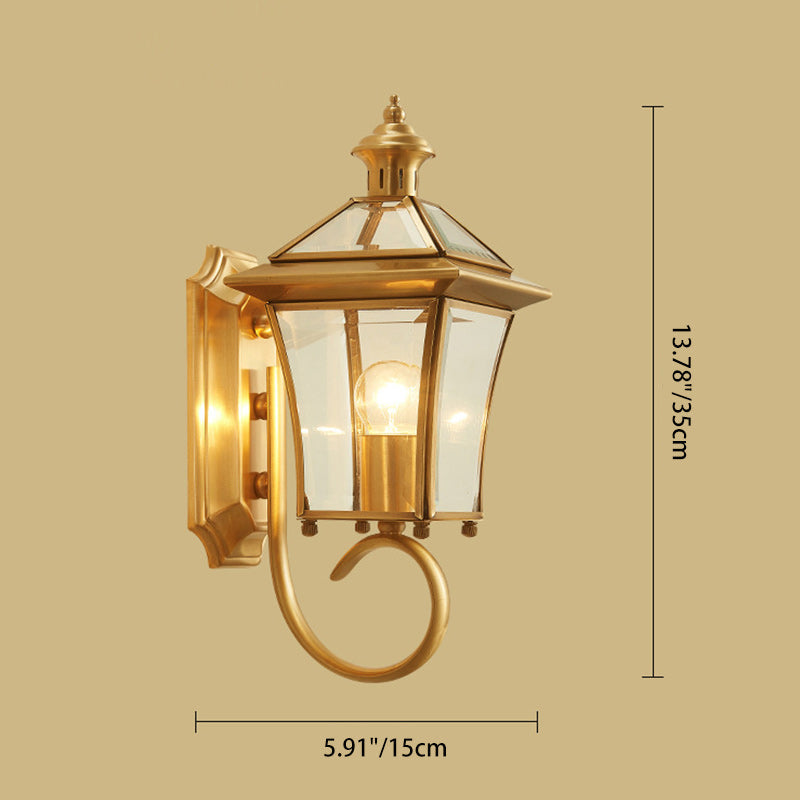 Trapezoid Copper Glass Garden Outdoor Light