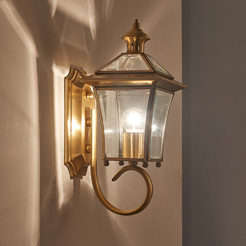 Trapezoid Copper Glass Garden Outdoor Light