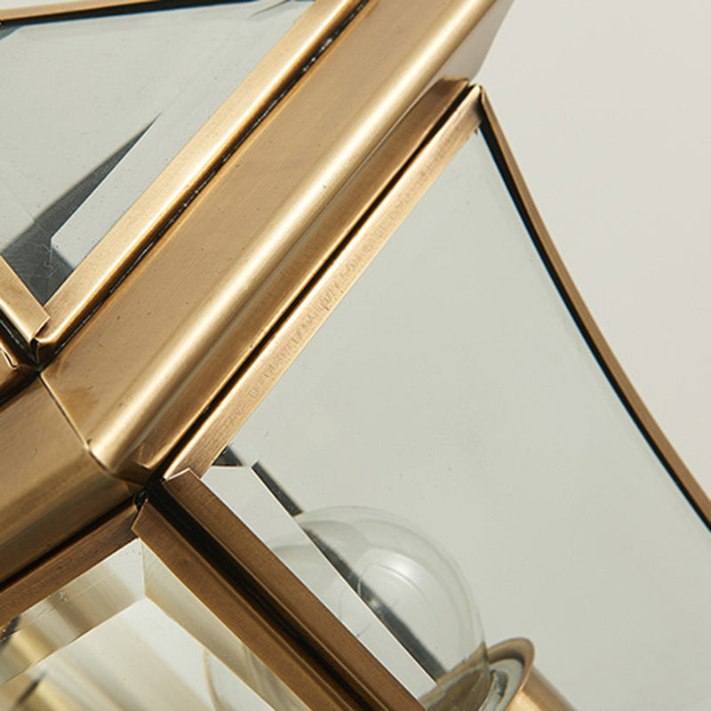 Trapezoid Copper Glass Garden Outdoor Light