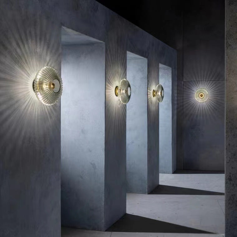 Round Iron Glass Living Wall Lamp