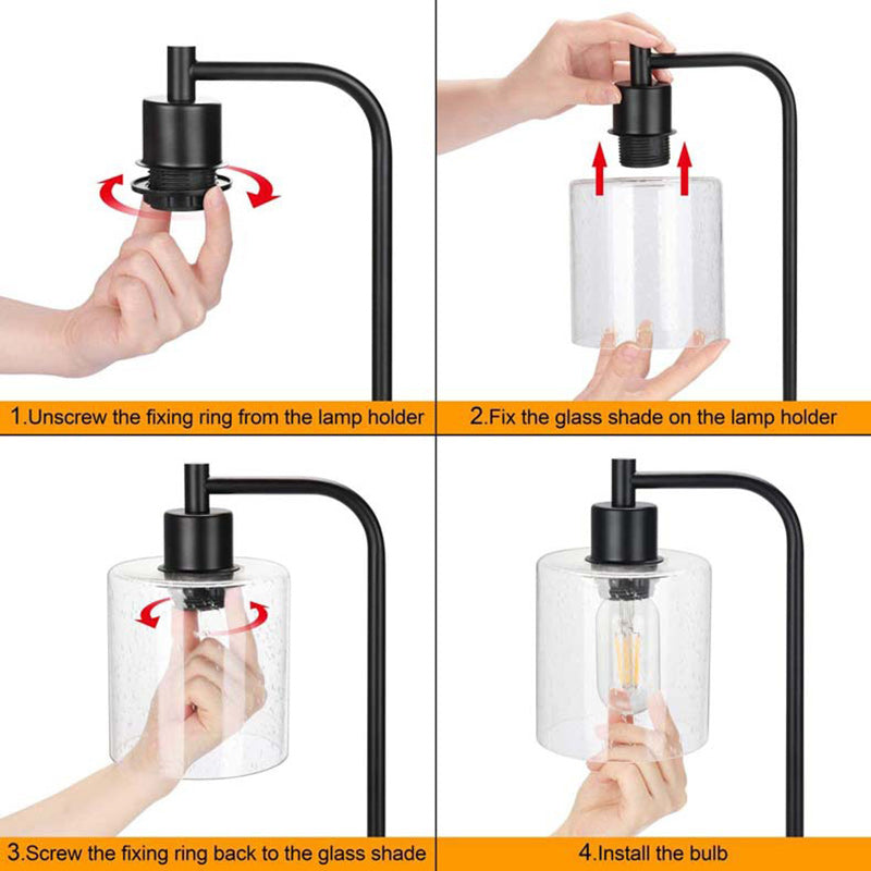 Cylinder Iron Glass Living Table Lamp