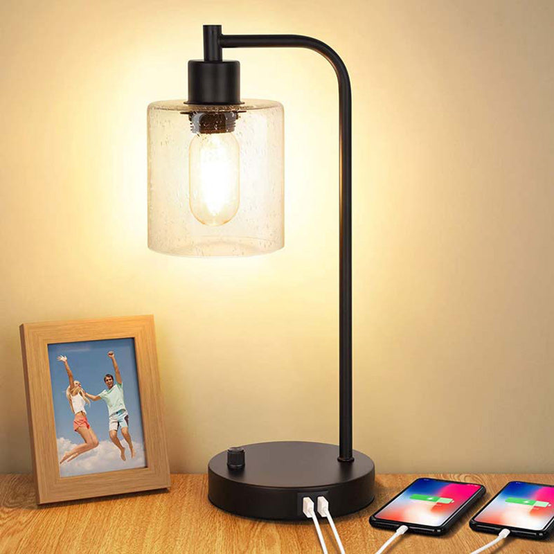 Cylinder Iron Glass Living Table Lamp
