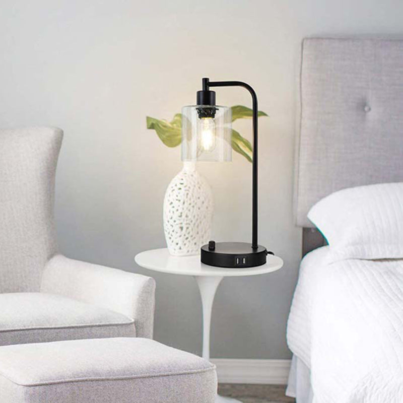 Cylinder Iron Glass Living Table Lamp