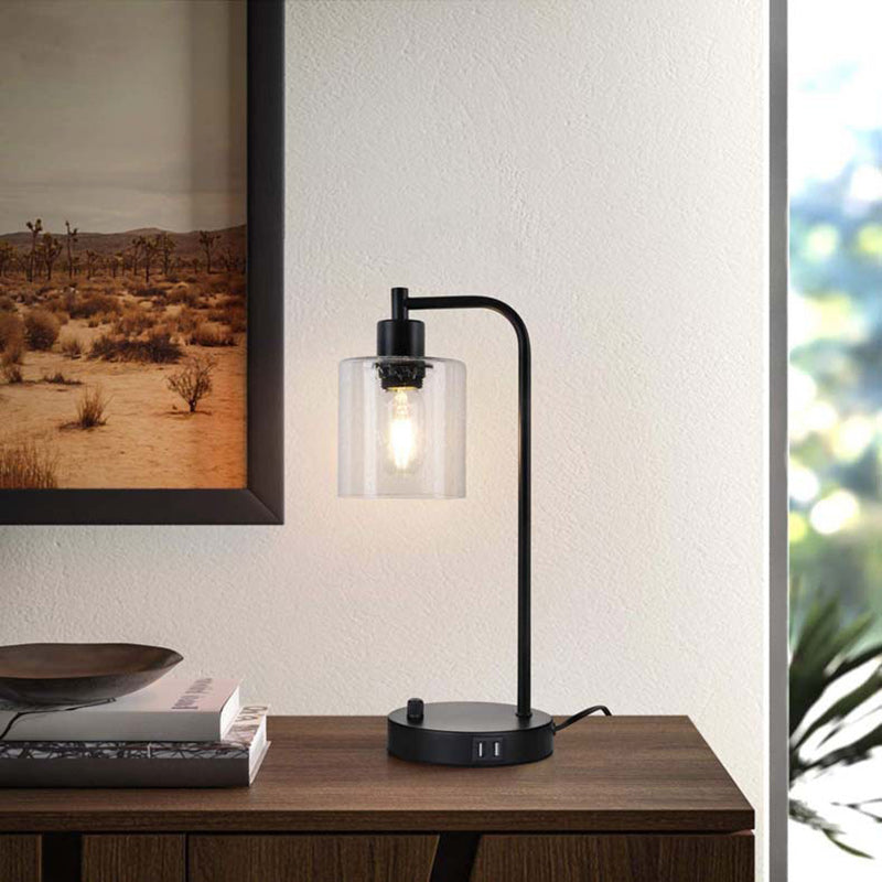 Cylinder Iron Glass Living Table Lamp