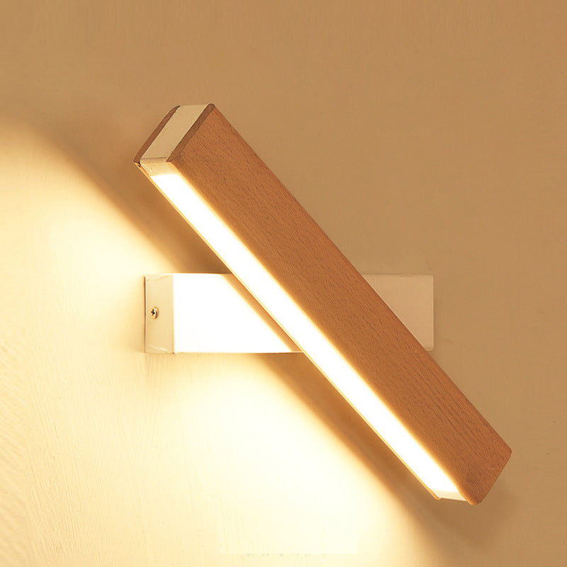 Rectangular Wood Plastic Living Wall Lamp