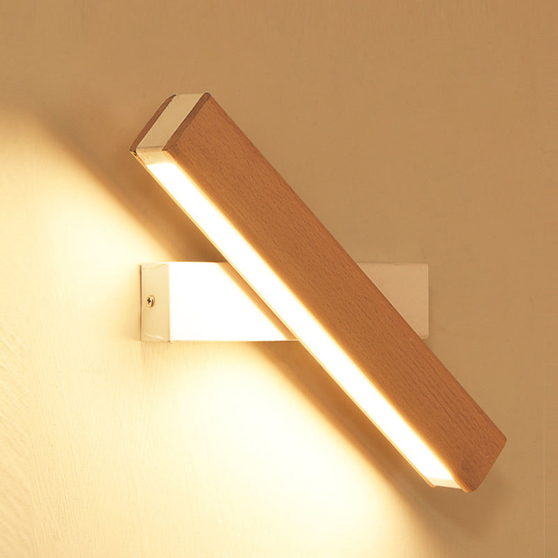 Rectangular Wood Plastic Living Wall Lamp