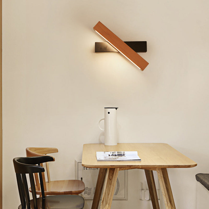 Rectangular Wood Plastic Living Wall Lamp