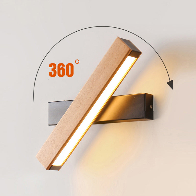 Rectangular Wood Plastic Living Wall Lamp