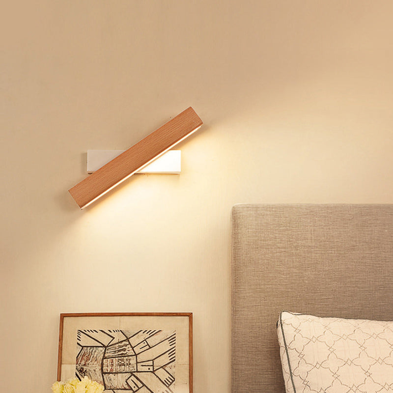 Rectangular Wood Plastic Living Wall Lamp