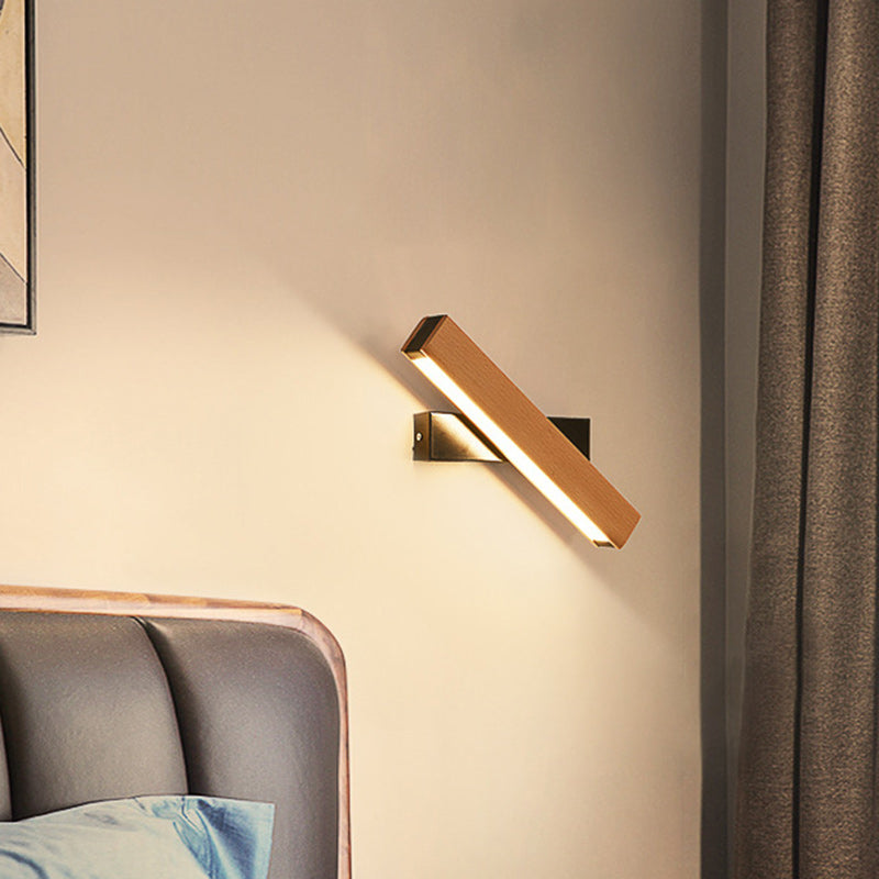 Rectangular Wood Plastic Living Wall Lamp