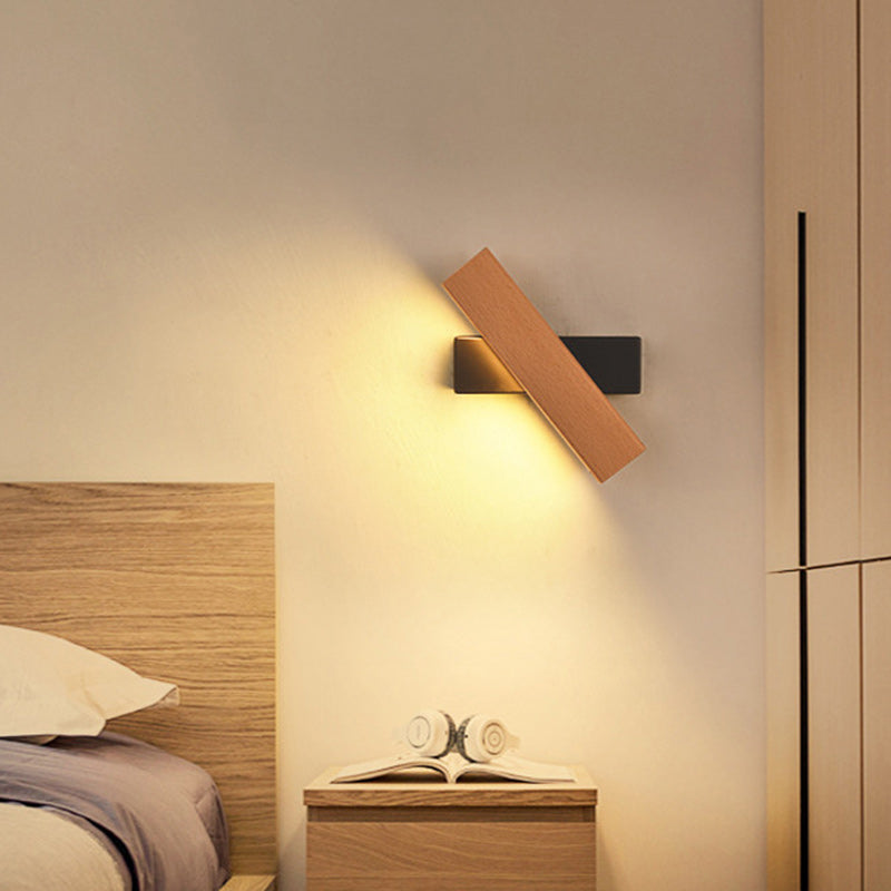 Rectangular Wood Plastic Living Wall Lamp