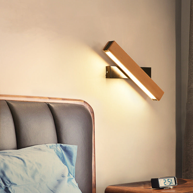Rectangular Wood Plastic Living Wall Lamp
