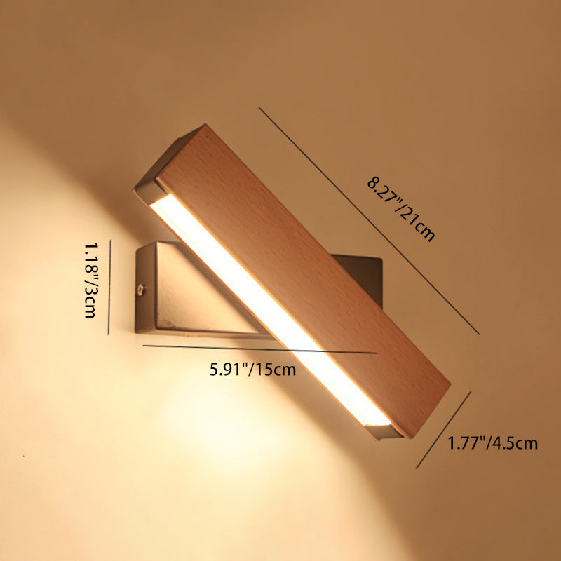 Rectangular Wood Plastic Living Wall Lamp