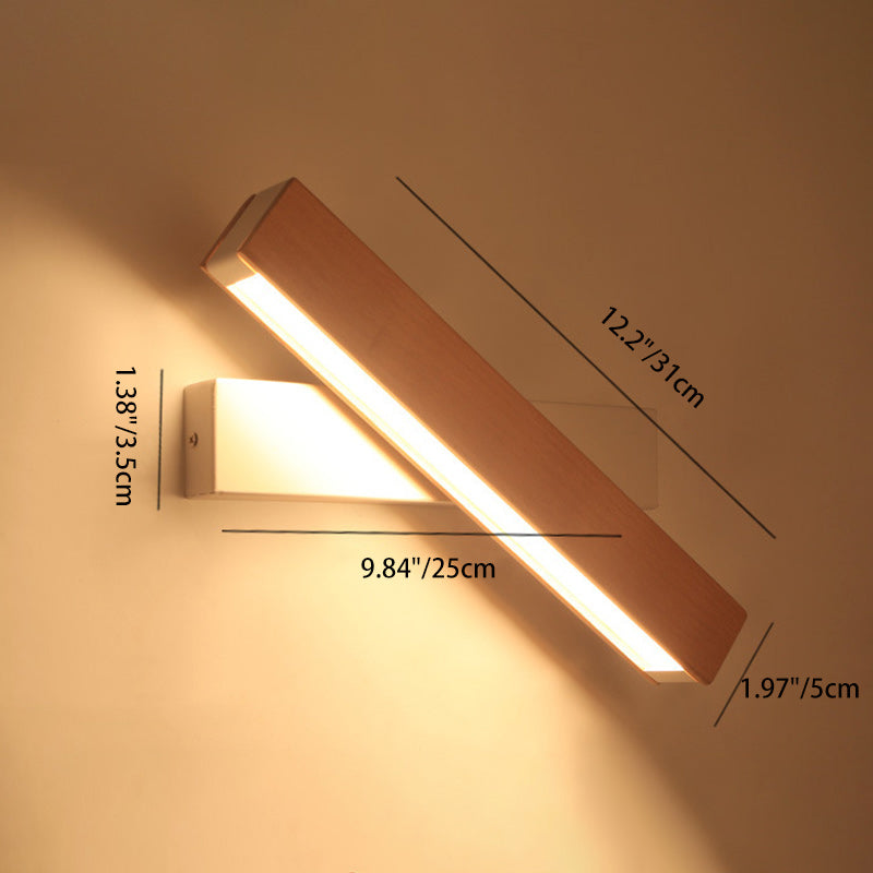 Rectangular Wood Plastic Living Wall Lamp