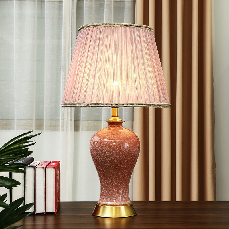 Drum Ceramic Iron Fabric Table Lamp