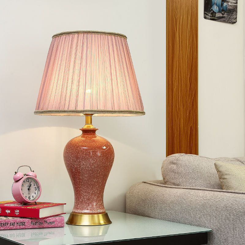 Drum Ceramic Iron Fabric Table Lamp