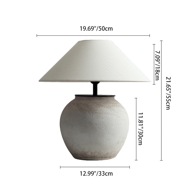 Drum Ceramic Fabric Living Table Lamp