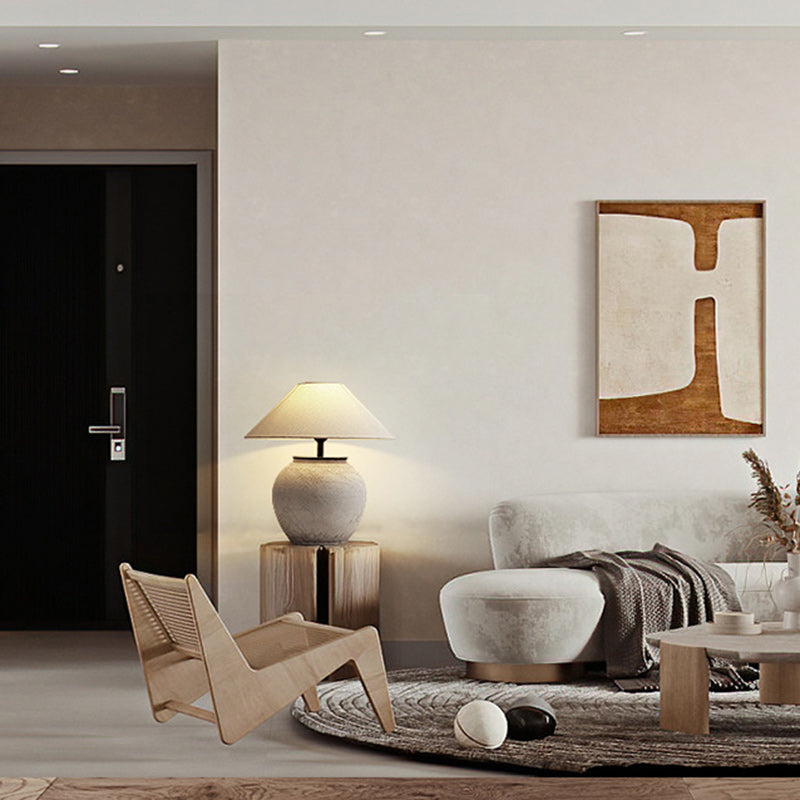 Drum Ceramic Fabric Living Table Lamp