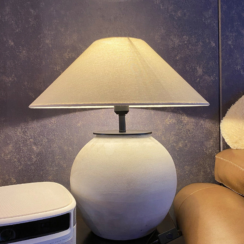 Drum Ceramic Fabric Living Table Lamp