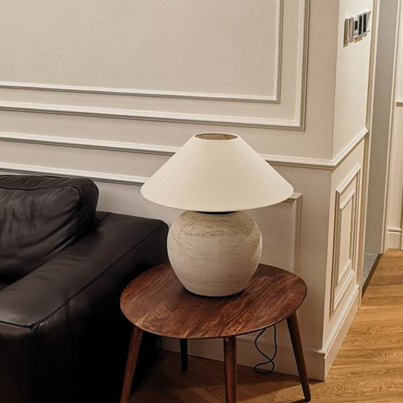 Drum Ceramic Fabric Living Table Lamp