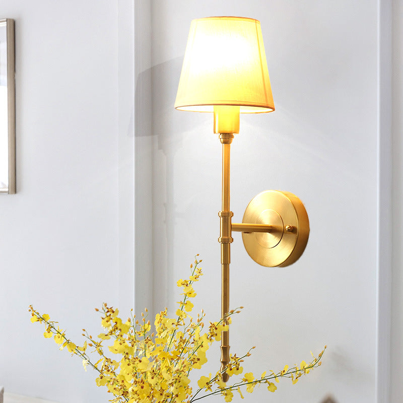 Drum Copper Fabric Living Wall Lamp