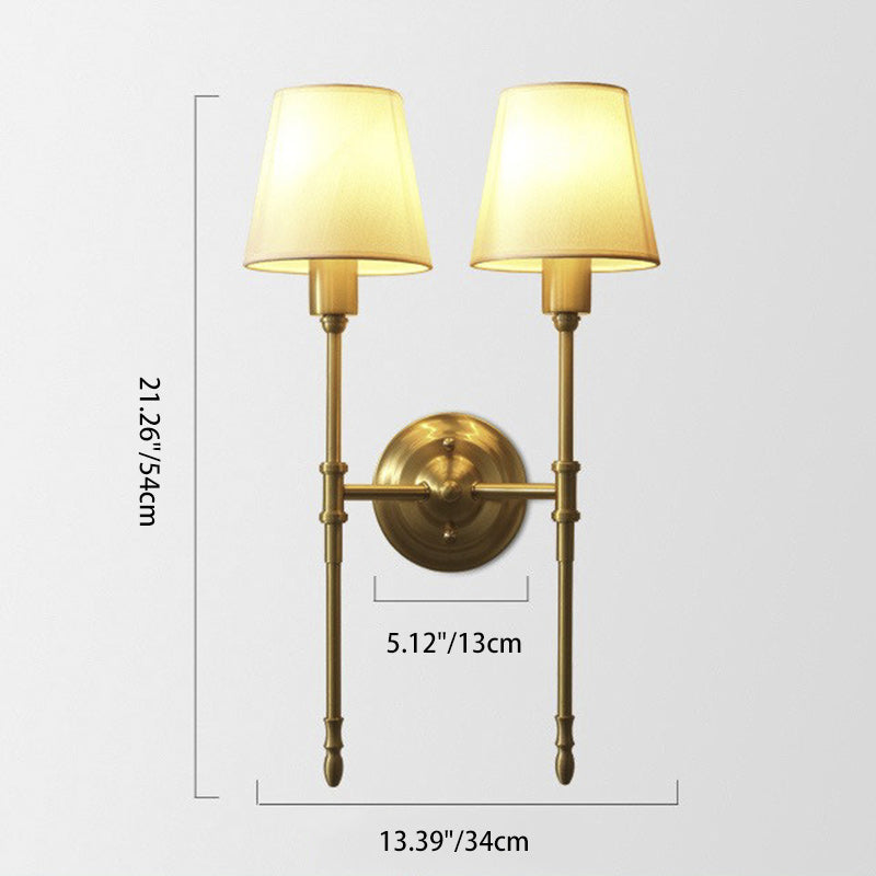 Drum Copper Fabric Living Wall Lamp