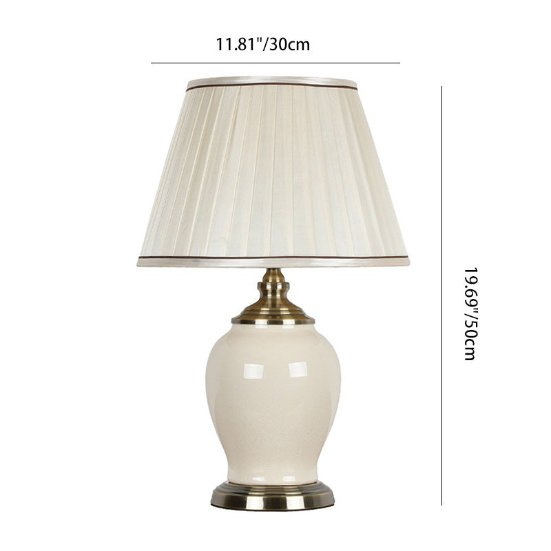 Drum Ceramic Iron Fabric Table Lamp