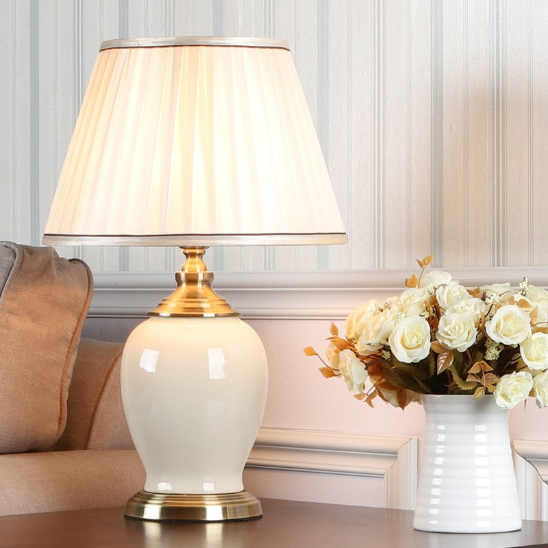 Drum Ceramic Iron Fabric Table Lamp