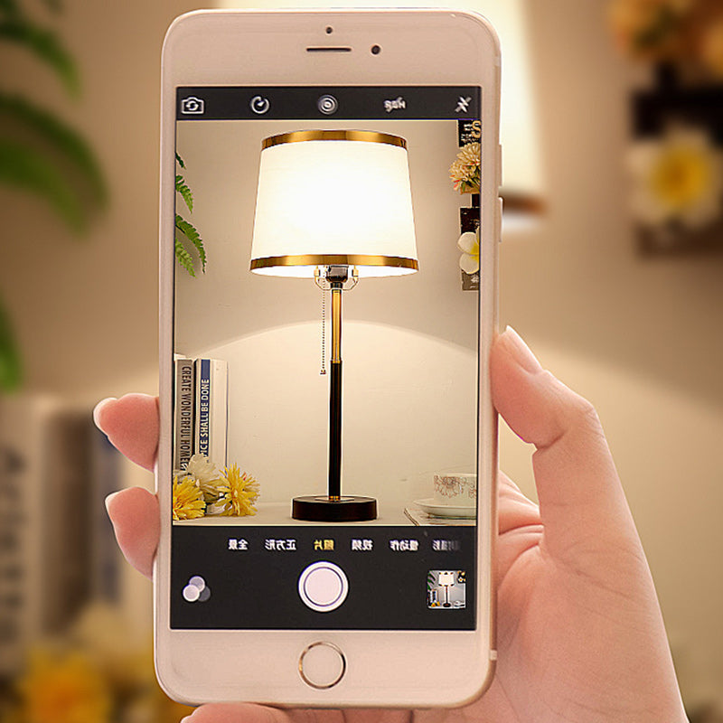 Drum Iron Fabric Living Table Lamp