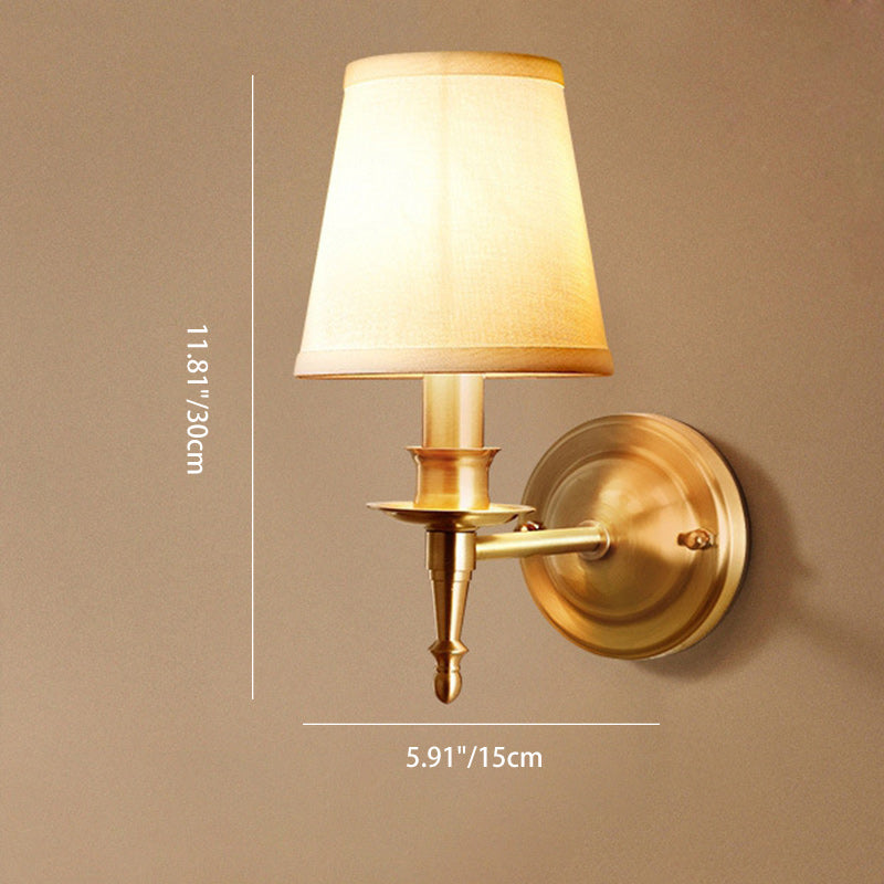 Drum Copper Fabric Living Wall Lamp