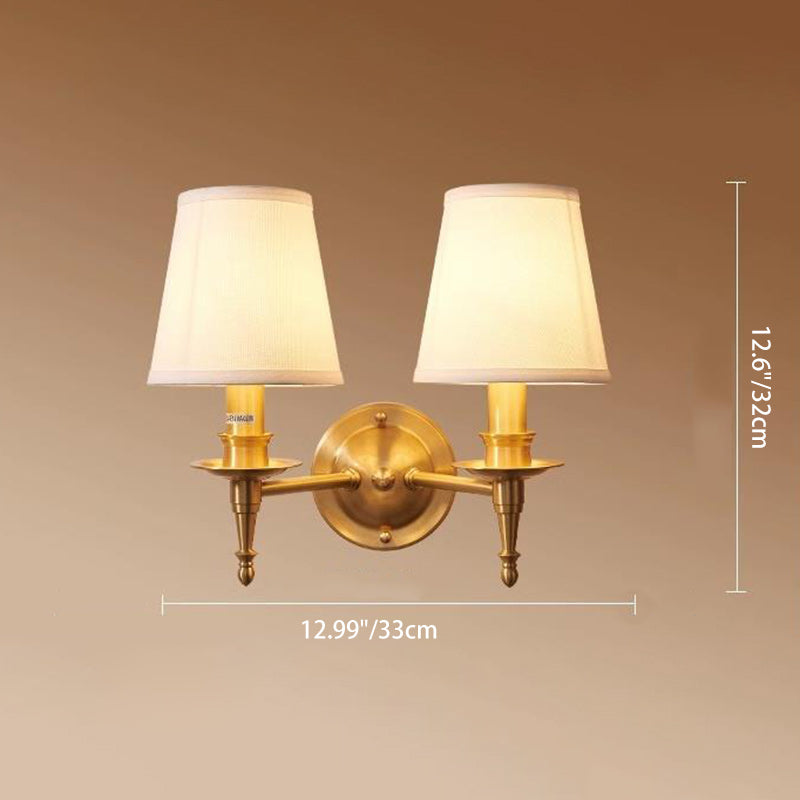 Drum Copper Fabric Living Wall Lamp