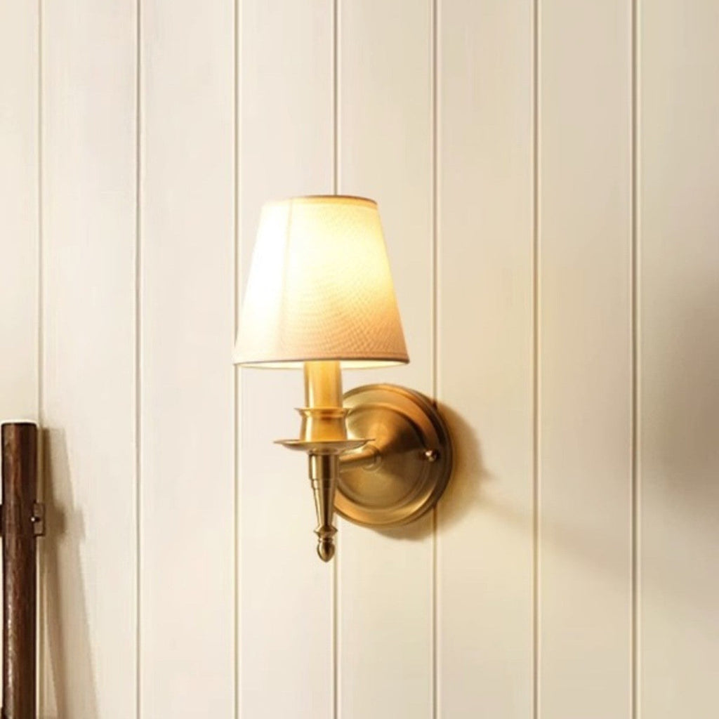 Drum Copper Fabric Living Wall Lamp