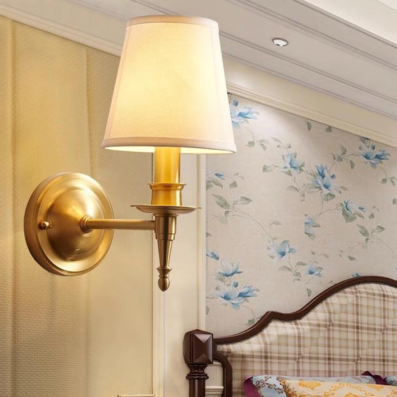 Drum Copper Fabric Living Wall Lamp