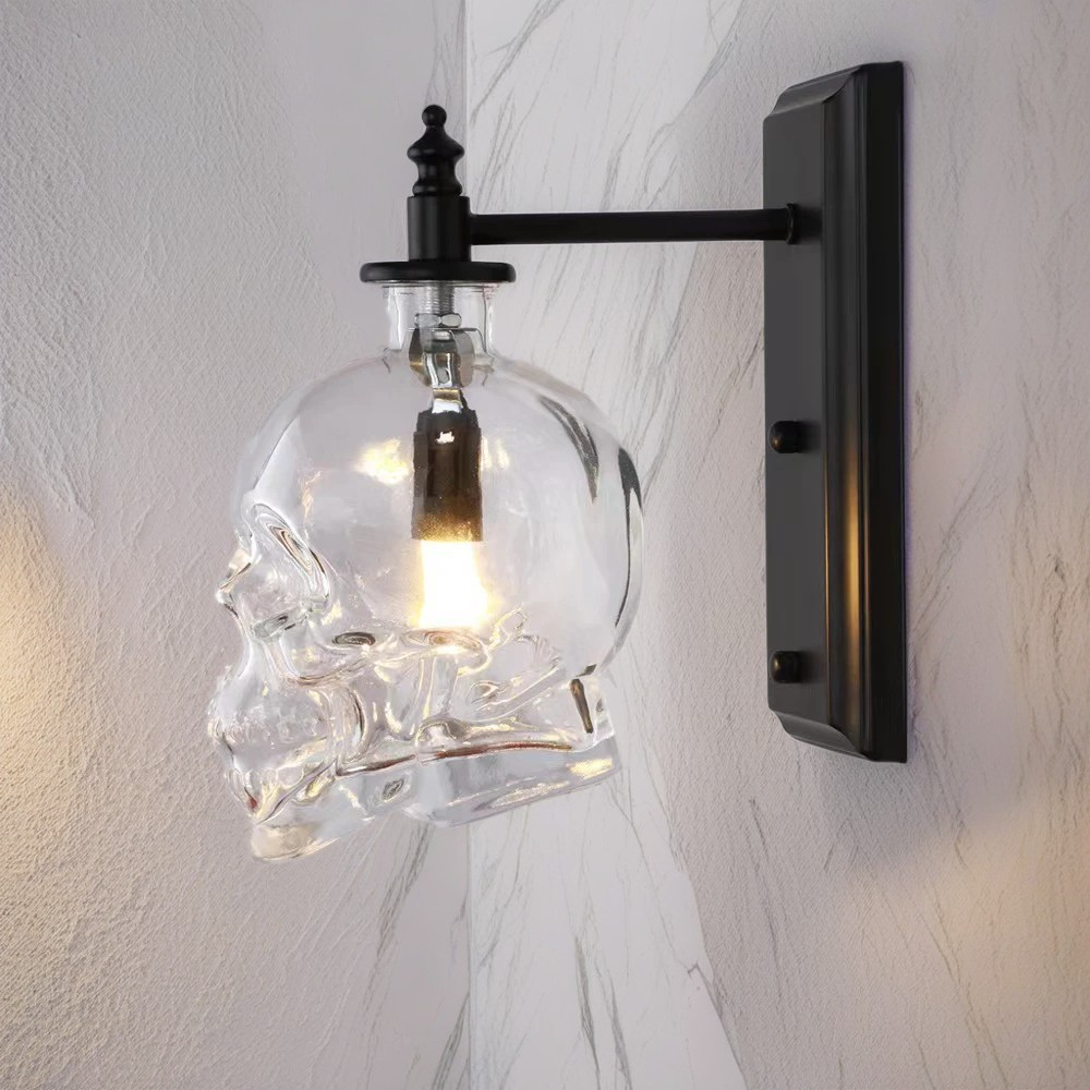 Skull Iron Glass Living Wall Lamp