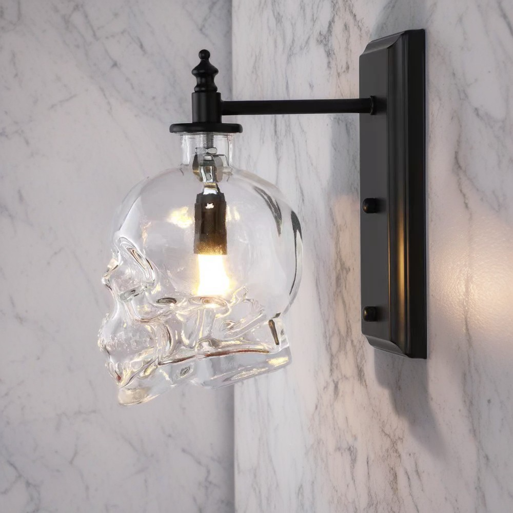 Skull Iron Glass Living Wall Lamp