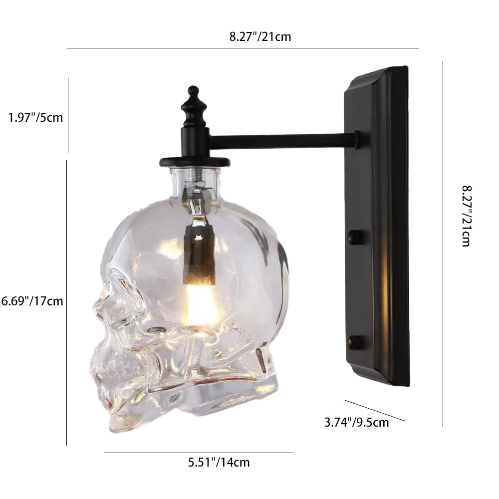 Skull Iron Glass Living Wall Lamp