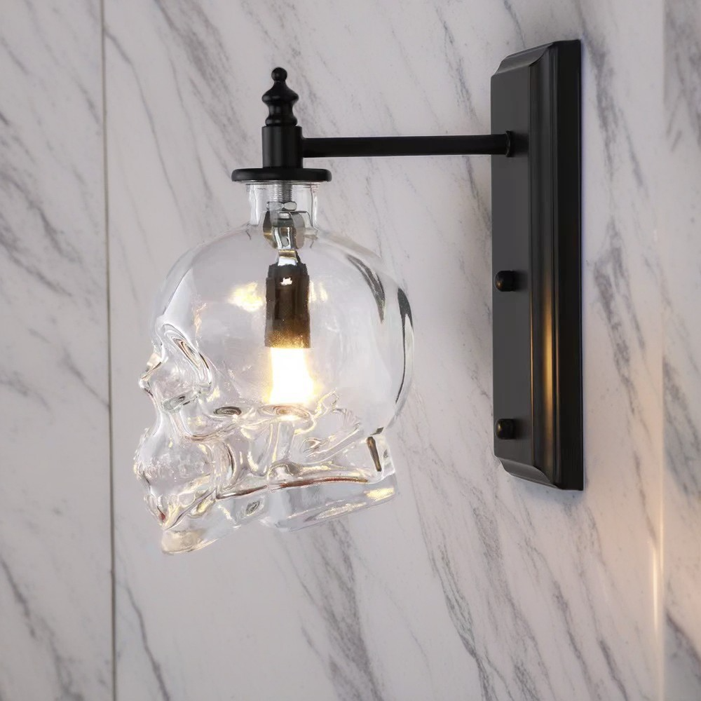 Skull Iron Glass Living Wall Lamp