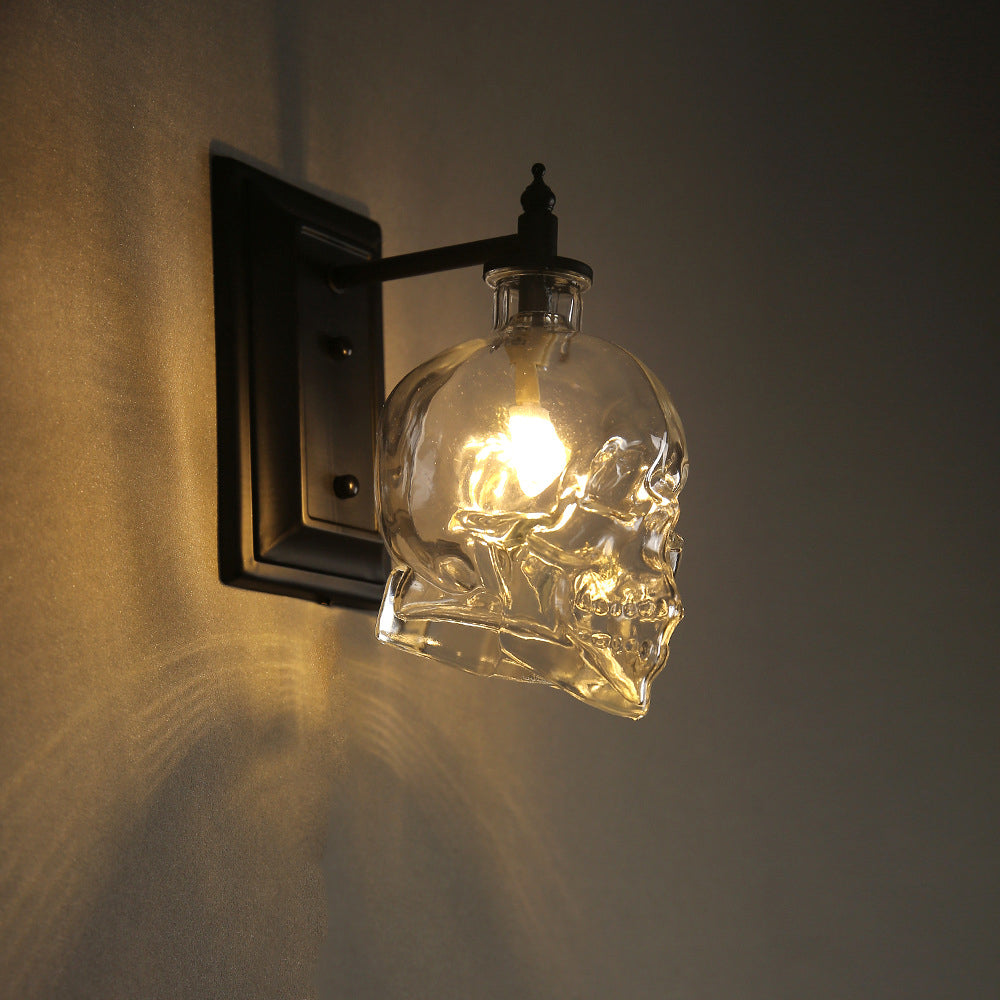 Skull Iron Glass Living Wall Lamp