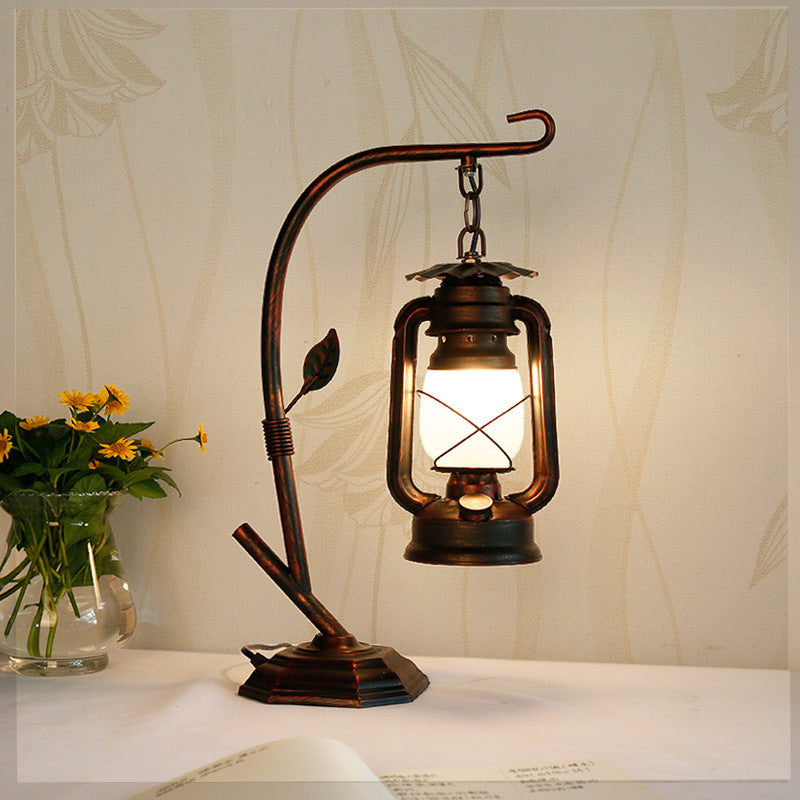 Oval Iron Glass Living Table Lamp