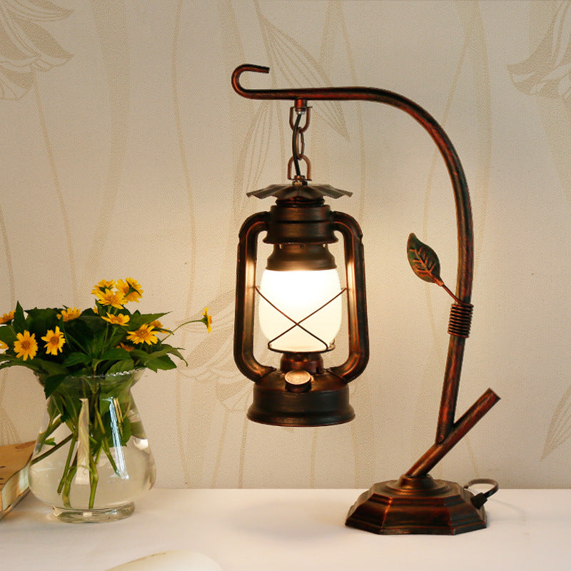 Oval Iron Glass Living Table Lamp