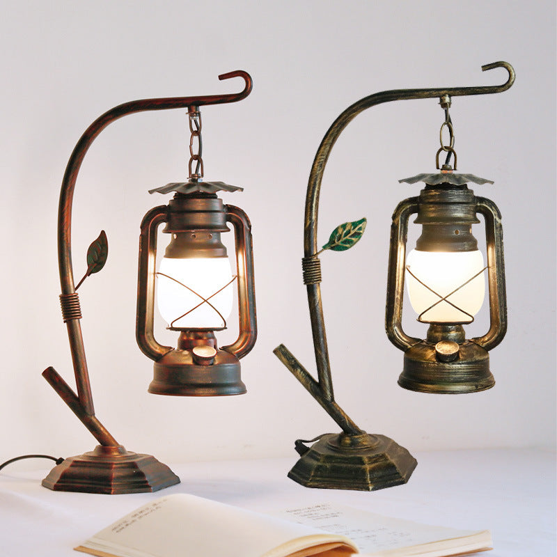 Oval Iron Glass Living Table Lamp
