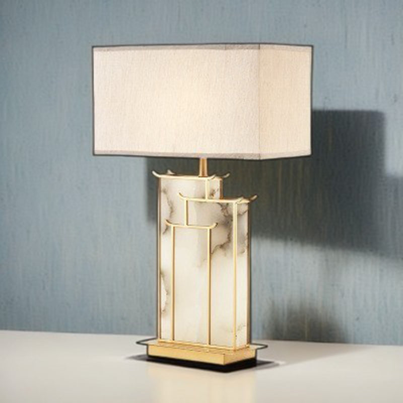 Rectangular Iron Fabric Living Table Lamp
