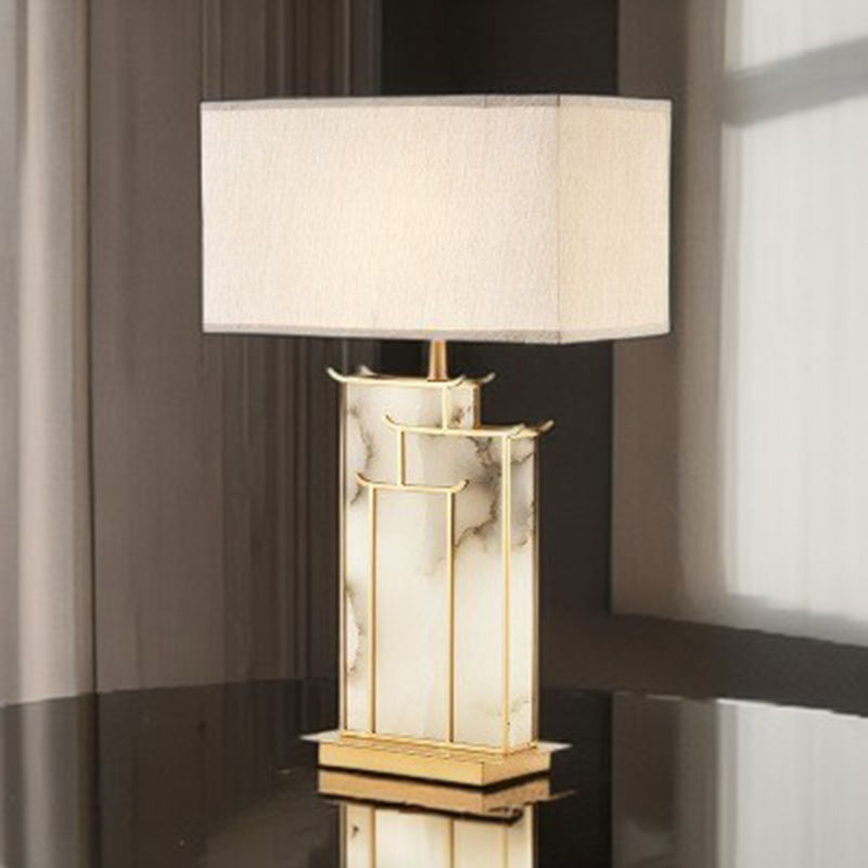 Rectangular Iron Fabric Living Table Lamp