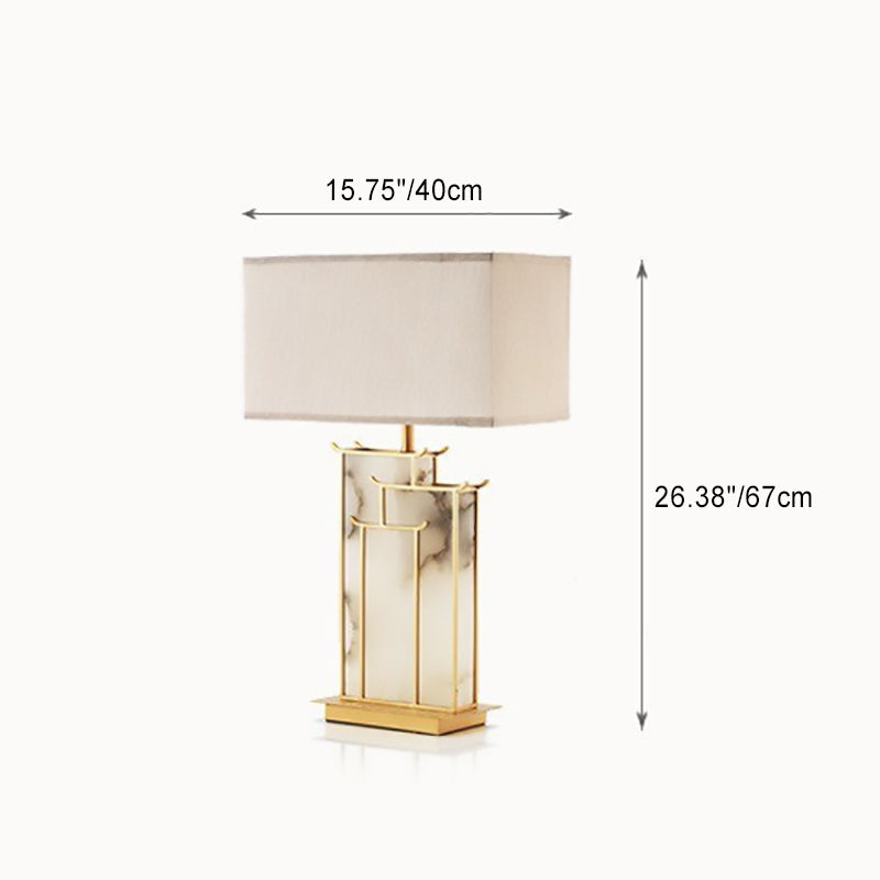 Rectangular Iron Fabric Living Table Lamp