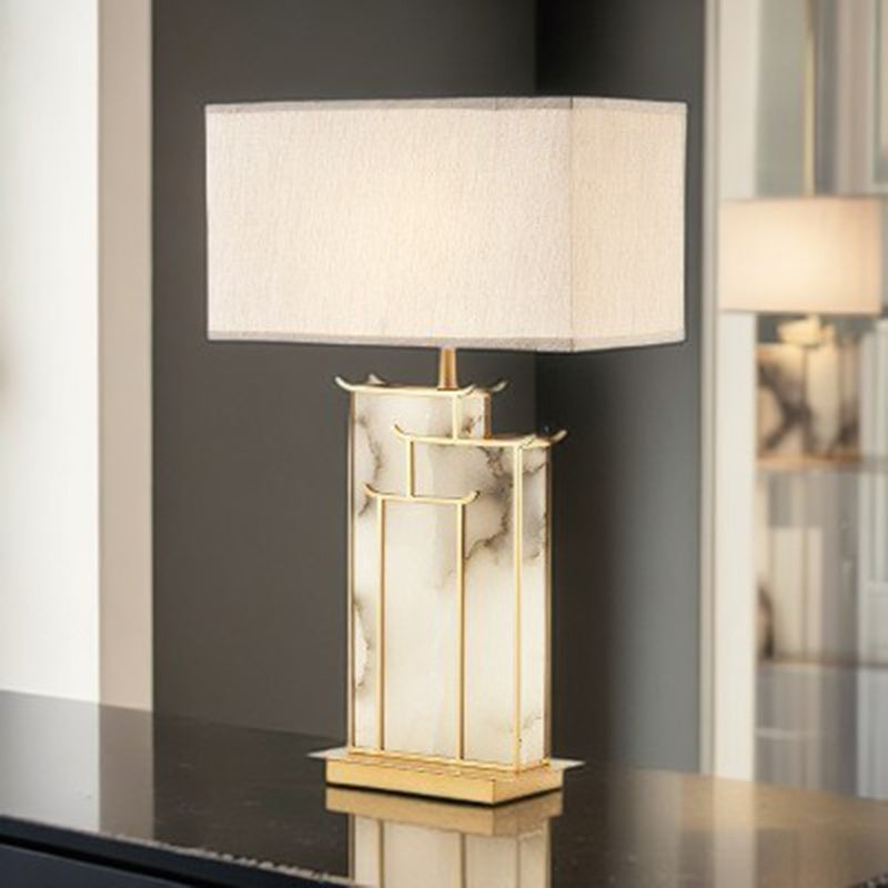 Rectangular Iron Fabric Living Table Lamp