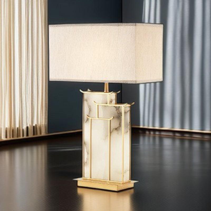 Rectangular Iron Fabric Living Table Lamp